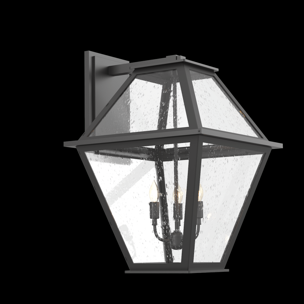 Terrace Candleabra Lantern-Argento Grey-Clear Seeded Glass