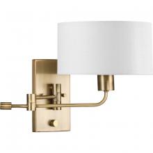 Progress P710104-163 - Carrick Collection  One-Light Vintage Brass Summer Linen Shade Transitional Wall Light