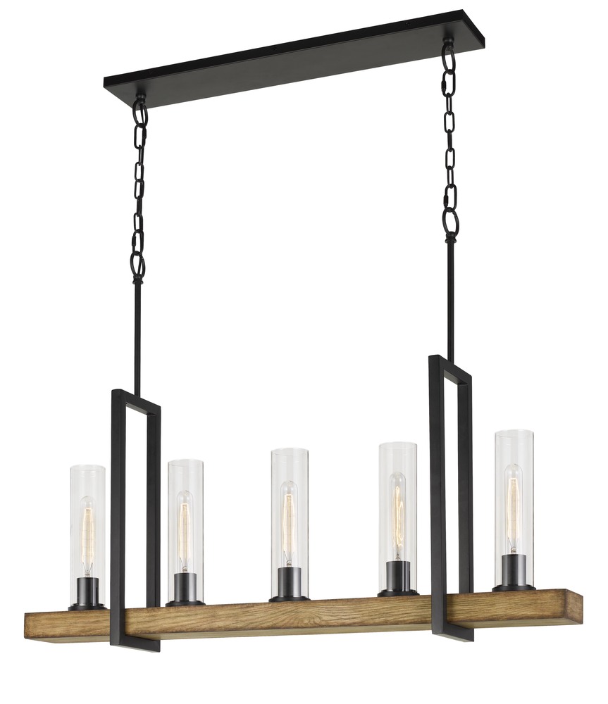 Vienna 60W X 5 Pine Wood Island Chandelier  (Edison Bulbs Not included)