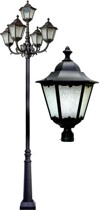 Dabmar GM8150-LED20-B - CAST ALUM LANTERN LIGHT FIX 5X20W LED G24 120V-277V