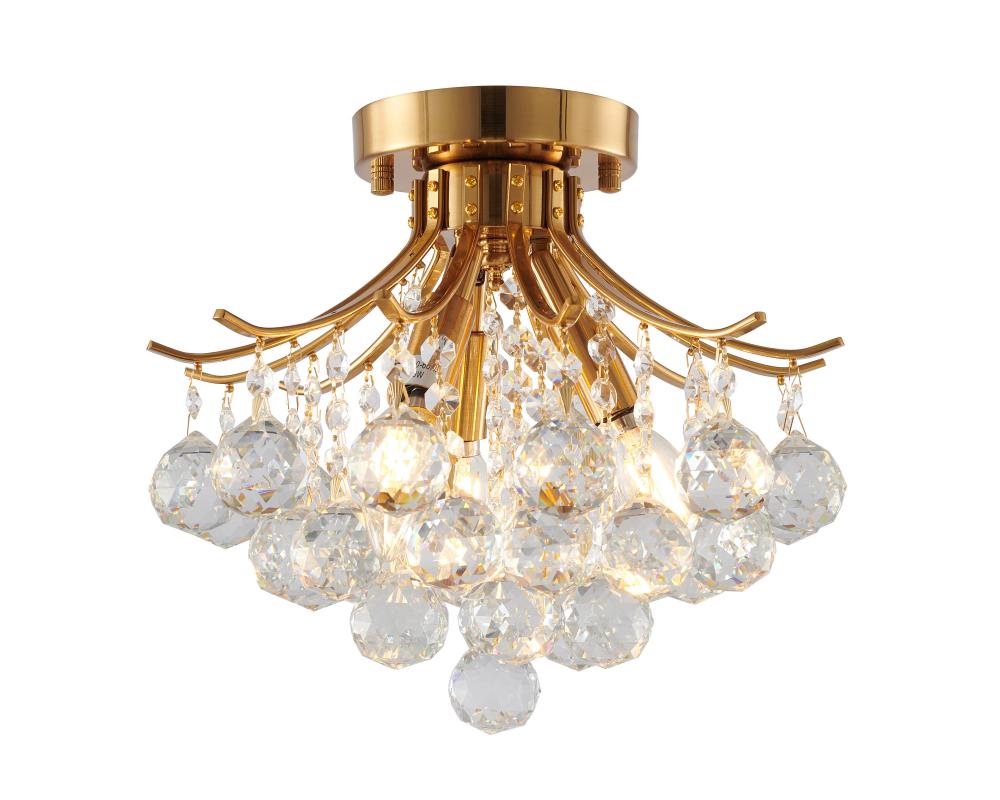 Metal and Crystal Semi Flush Mount