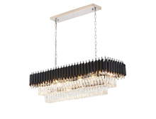 Bethel International GL412C38CH - Black and Chrome Rectangular Frame Chandelier