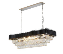 Bethel International GL412C48CH - Black and Chrome Rectangular Frame Chandelier