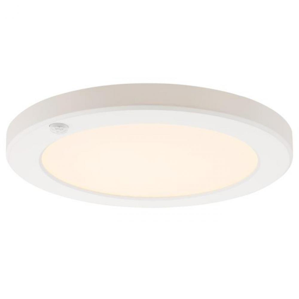 9 in. 18W LED Flush with Motion Sensor and Color Temperature Selection White Finish White Acrylic