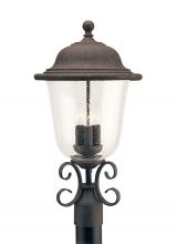 Generation Lighting 8259EN-46 - Trafalgar traditional 3-light LED outdoor exterior post lantern in oxidized bronze finish with clear