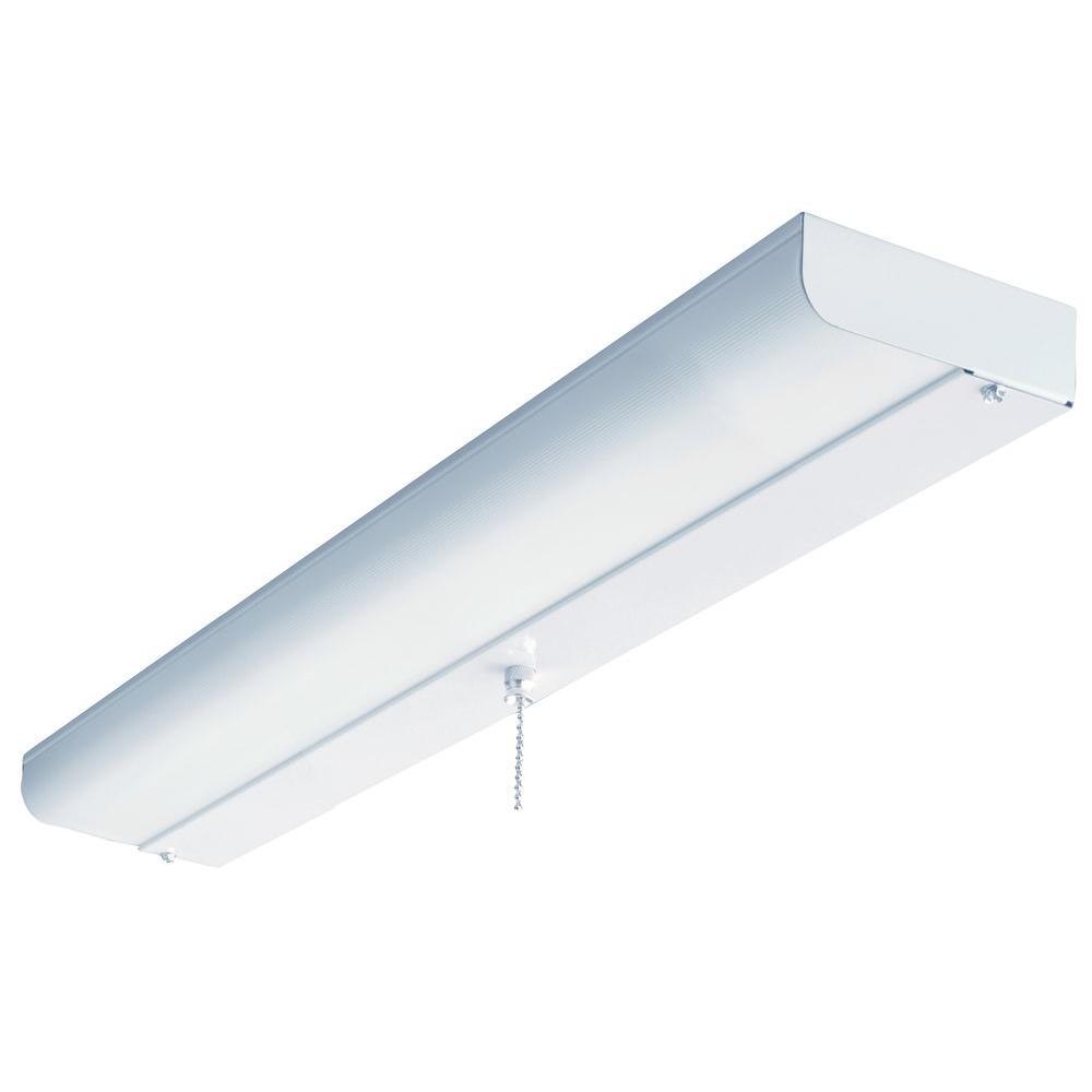 1-Light White Fluorescent Utility Closet Light with Pull Chain