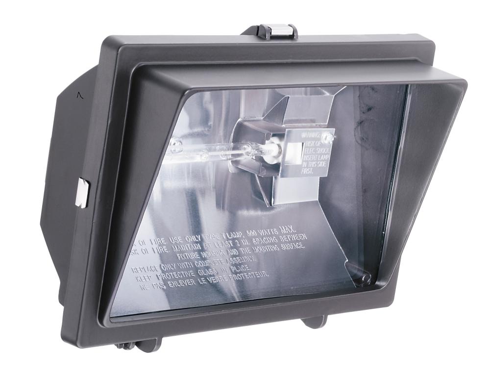 1-Light Outdoor Bronze Quartz Halogen Floodlight with Visor