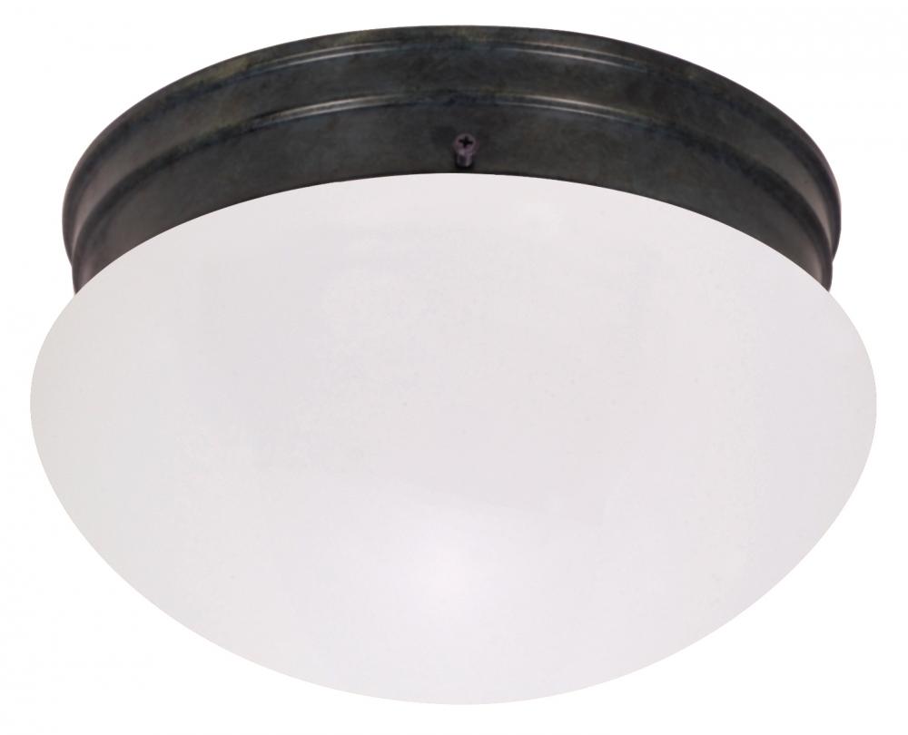 2-Light 8" Close-To-Ceiling Flush Mounted Light Fixture in Mahogany Bronze Finish and Frosted
