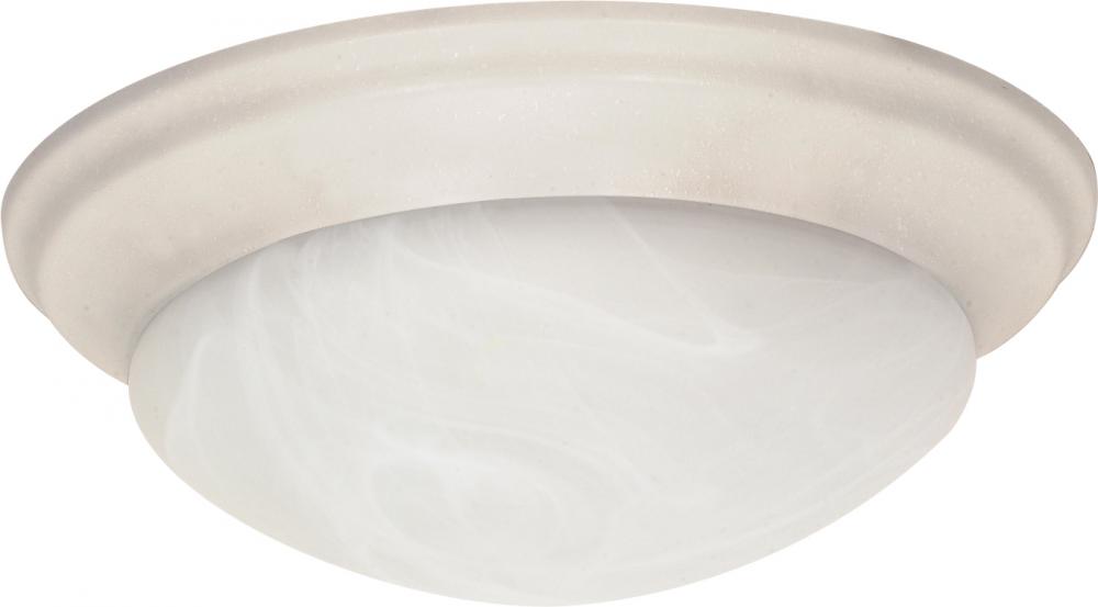3-Light Large Dome Twist & Lock Flush Mount Ceiling Light in Textured White Finish with Alabaster