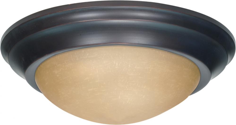 1-Light Twist & Lock Dome Small Flush Mount Ceiling Light in Mahogany Bronze Finish with Champagne