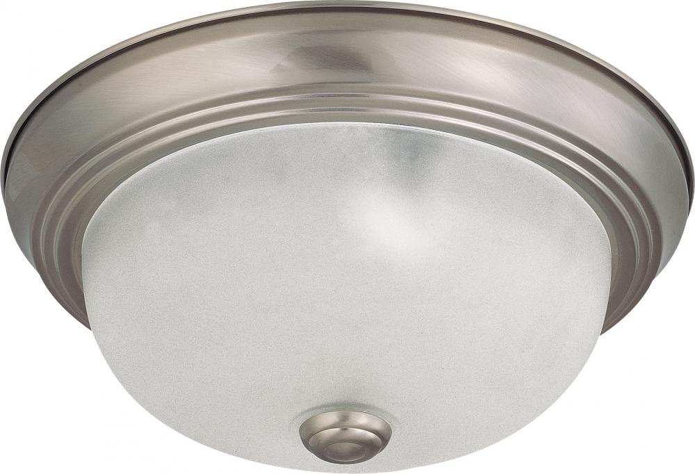 2-Light Small Flush Mount Ceiling Light in Brushed Nickel Finish with Frosted White Glass and (2)