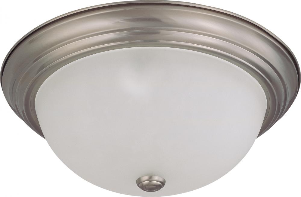 3-Light Large Flush Mount Ceiling Light in Brushed Nickel Finish with Frosted White Glass and (3)