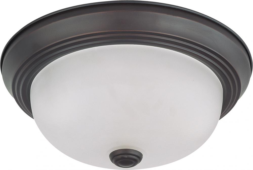 2-Light 11" Flush Mount Ceiling Light in Mahogany Bronze Finish with Frosted White Glass and (2)