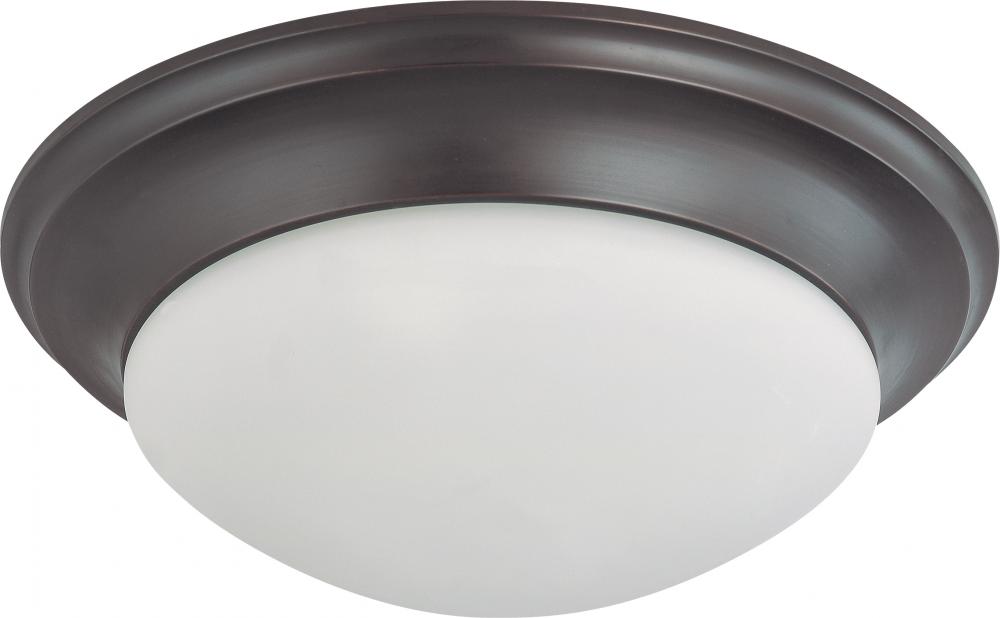 3-Light Twist & Lock Dome Large Flush Mount Ceiling Light in Mahogany Bronze Finish with Frosted
