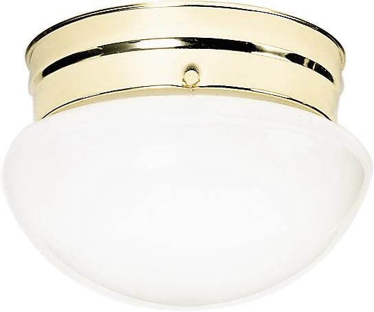 2-Light Medium Flush Mount Ceiling Light in Polished Brass Finish with White Mushroom Glass and (2)