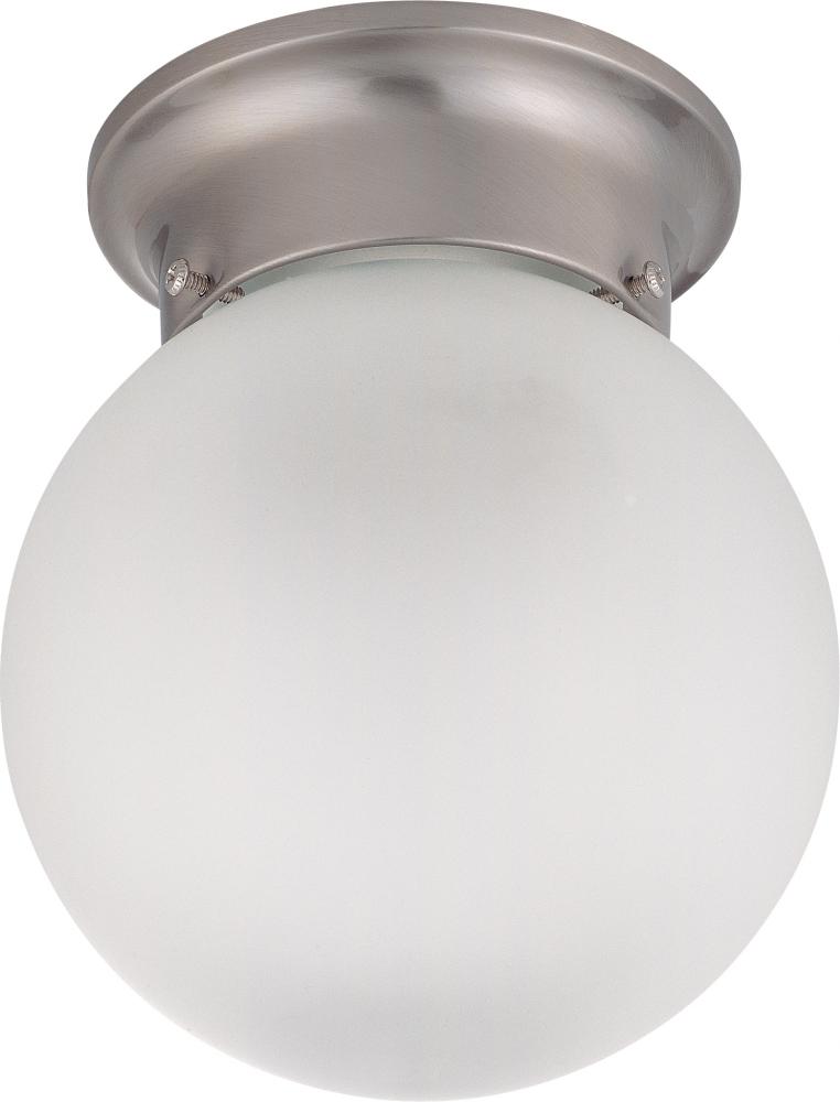1 Light - LED 6" Ball Flush Fixture - Brushed Nickel Finish - Frosted Glass - Lamp Included