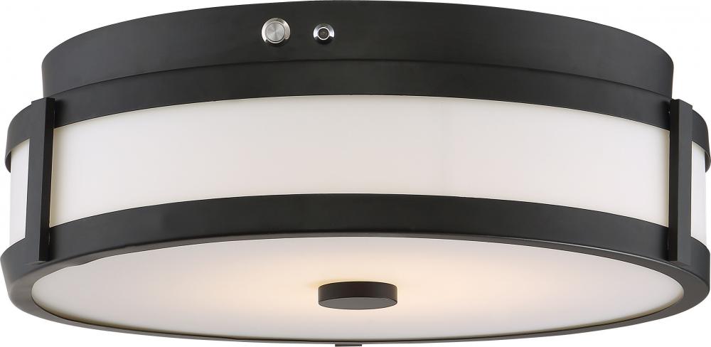 LED 20W - Flush with White Acrylic Lens - Aged Bronze Finish- 120-277V - 120-277V