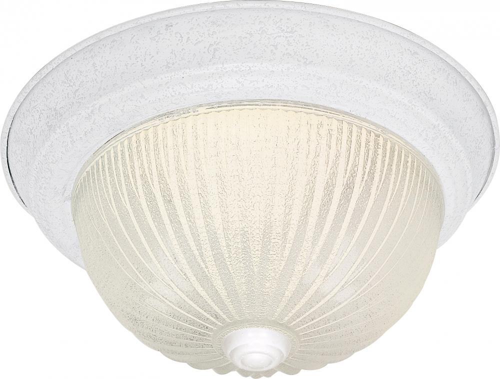 2 Light - 11" - Flush Mount - Ribbed Ice Glass