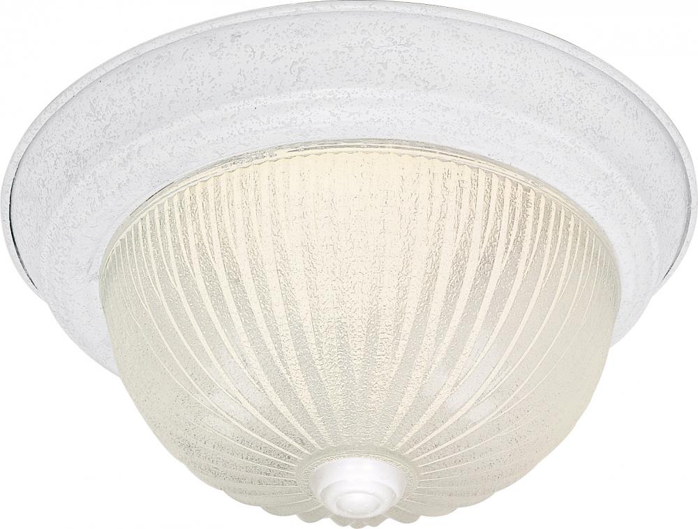 2 Light - 13" - Flush Mount - Ribbed Ice Glass