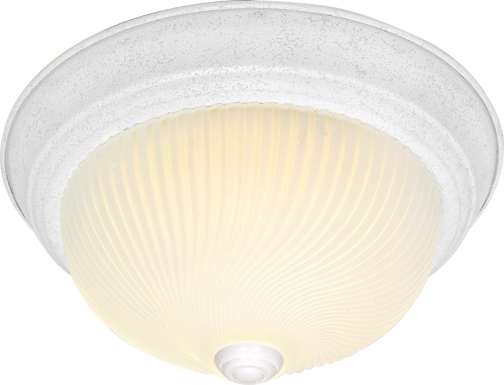3 Light - 15" - Flush Mount - Frosted Ribbed Swirl Glass