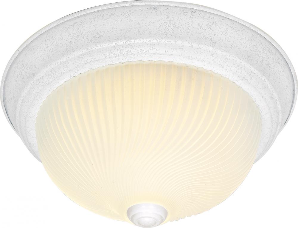 2 Light - 13" - Flush Mount - Frosted Ribbed Swirl Glass