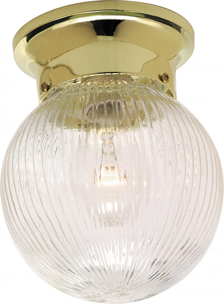 1 Light - 8" - Ceiling Fixture - Clear Ribbed Ball
